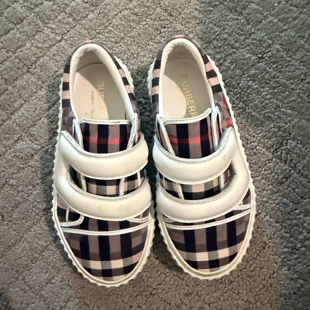 Burberry Kids Checkered Sneakers - White and Black